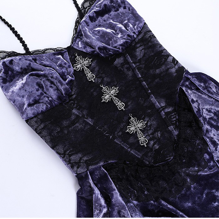 2点セット ワンピース ゴシック風 レディース ロリータ ゴスロリ ワンピース トップス コスプレ ロリータ パープル 黒 セクシー ランジェリー キャミワンピ 悪魔 吸血鬼 魔女 メイド ドレス お姫様 姫系 演劇 ハロウィン 仮装 学園祭 文化祭 イベント コスプレ・衣装のVings