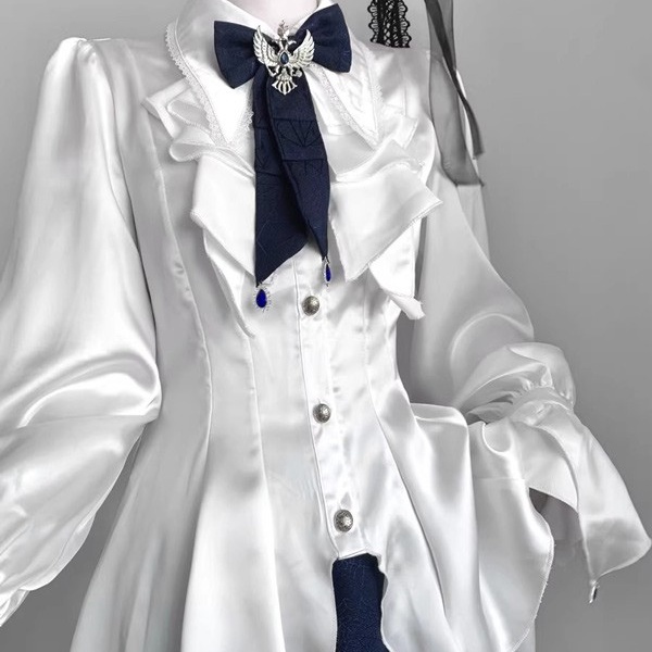王子風ロリータ 皇子系 少年装 3点セット 上品 エレガント 男装 王子装 王子系 リボン ゴスロリ服 レトロ風 長袖 春 リボン ロリィタ ステージ服 コスチューム 仮装 コスプレ サブカル系 可愛い 男女兼用 宮廷服 舞台 衣装 ステージ イベント 文化祭 学園祭 オーバーオール パンツ Gothic Lolita Prince Lolita ブルー S M L コスプレ・衣装のVings