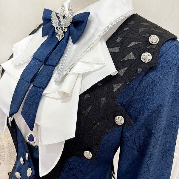 王子風ロリータ 皇子系 少年装 3点セット 上品 エレガント 男装 王子装 王子系 リボン ゴスロリ服 レトロ風 長袖 春 リボン ロリィタ ステージ服 コスチューム 仮装 コスプレ サブカル系 可愛い 男女兼用 宮廷服 舞台 衣装 ステージ イベント 文化祭 学園祭 オーバーオール パンツ Gothic Lolita Prince Lolita ブルー S M L コスプレ・衣装のVings