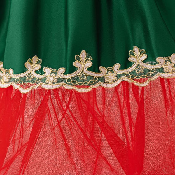 キッズドレス クリスマス風 キラキラ リボン ドレス ショート丈 半袖 ミニ コスチューム衣装 子供ドレス パーティードレス カラードレス ワンピース お姫様 プリンセス風 女の子 子供 かわいい ステージ 演出 イベント 写真用 グリーン レッド 110 120 130 140 150 コスプレ・衣装のVings