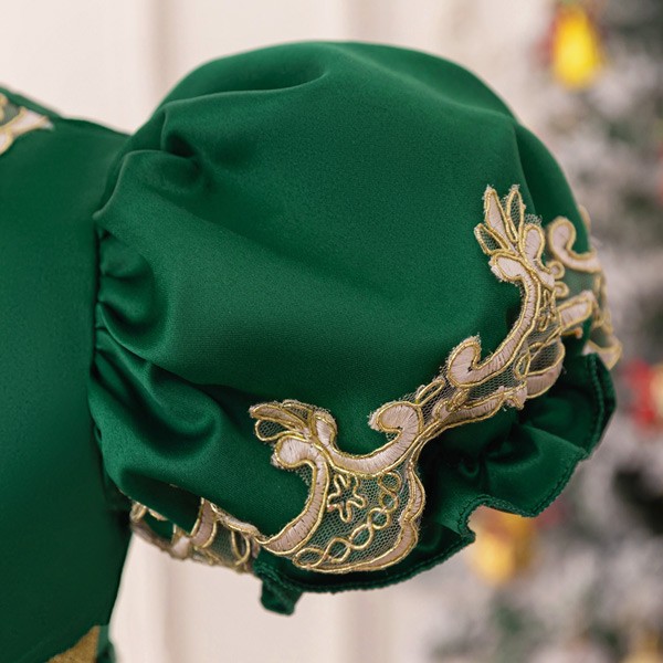 キッズドレス クリスマス風 キラキラ リボン ドレス ショート丈 半袖 ミニ コスチューム衣装 子供ドレス パーティードレス カラードレス ワンピース お姫様 プリンセス風 女の子 子供 かわいい ステージ 演出 イベント 写真用 グリーン レッド 110 120 130 140 150 コスプレ・衣装のVings