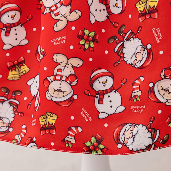 キッズドレス クリスマス風 サンタ柄 サンタクロース ビッグリボン パフスリーブ ドレス ショート丈 半袖 ミニ コスチューム衣装 子供ドレス パーティードレス カラードレス ワンピース 女の子 子供 かわいい ステージ 演出 イベント 写真用 レッド 110 120 130 140 150 コスプレ・衣装のVings