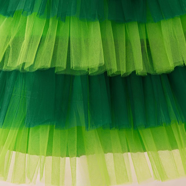 キッズドレス クリスマスツリー風 ティアードスカート リボン ドレス 膝丈 袖なし ノースリーブ Vネック コスチューム衣装 子供ドレス パーティードレス カラードレス ワンピース お姫様 プリンセス風 女の子 子供 かわいい ステージ 演出 イベント 写真用 グリーン 110 120 130 140 150 コスプレ・衣装のVings