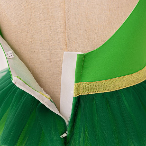 キッズドレス クリスマスツリー風 ティアードスカート リボン ドレス 膝丈 袖なし ノースリーブ Vネック コスチューム衣装 子供ドレス パーティードレス カラードレス ワンピース お姫様 プリンセス風 女の子 子供 かわいい ステージ 演出 イベント 写真用 グリーン 110 120 130 140 150 コスプレ・衣装のVings