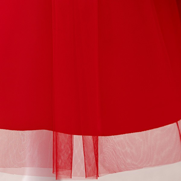 キッズドレス クリスマス風 トナカイ柄 リボン ドレス 膝丈 半袖 コスチューム衣装 子供ドレス パーティードレス カラードレス ワンピース お姫様 プリンセス風 女の子 子供 かわいい オシャレ ステージ 演出 イベント 写真用 レッド ブラック 110 120 130 140 150 コスプレ・衣装のVings