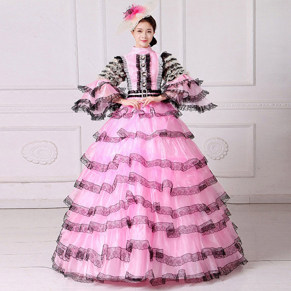 ピンクドレス オペラ声楽 中世貴族風豪華お姫様ドレス ウェディング