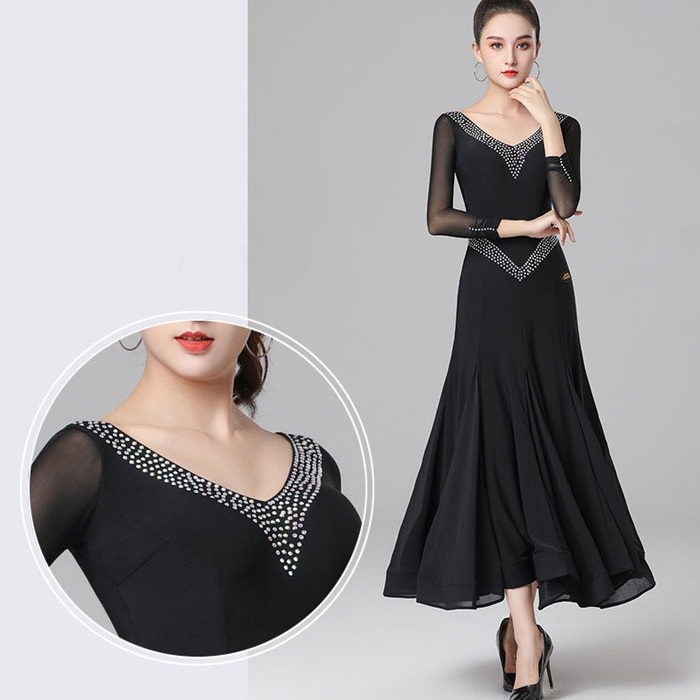 社交ダンスドレス モダンドレス 社交ダンス衣装 社交ダンス ドレス 大きい裾 スタンダードドレス ワルツダンス ステージ衣装 ダンス衣装 ダンスウェア 競技会 パーティー 発表会 競技着 練習着 舞台 演奏会 演出 be101x0 コスプレ・衣装のVings