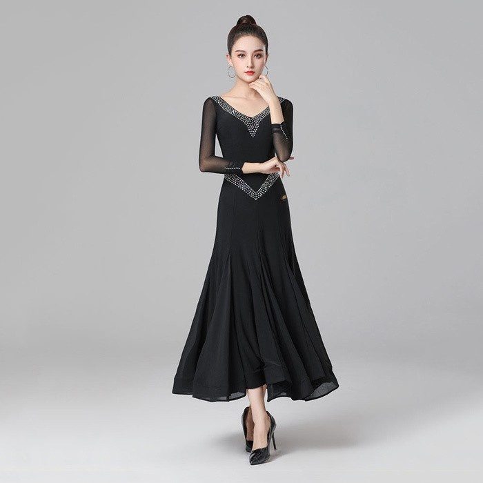 社交ダンスドレス モダンドレス 社交ダンス衣装 社交ダンス ドレス 大きい裾 スタンダードドレス ワルツダンス ステージ衣装 ダンス衣装 ダンスウェア 競技会 パーティー 発表会 競技着 練習着 舞台 演奏会 演出 be101x0 コスプレ・衣装のVings