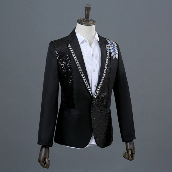 ステージ衣装 ジャケット ズボン スーツ 2点セット 黒 白 コスプレ・衣装のVings