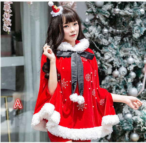 クリスマス衣装 マントフード付き サンタ Xmas グッズ 雪の結晶 ワンピース イベント 帽子 Vings(ヴィングス)