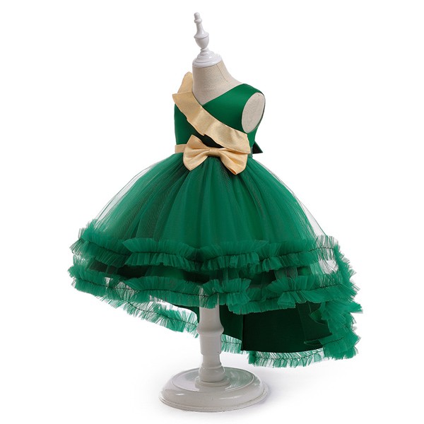 キッズドレス ドレス フィッシュテール クリスマス風 ビッグリボン ドレス ノースリーブ コスチューム衣装 子供ドレス パーティードレス カラードレス ワンピース お姫様 女の子 子供 かわいい ステージ 演出 イベント 演出 パーティー レッド グリーン ホワイト 110 120 130 140 150 コスプレ・衣装のVings