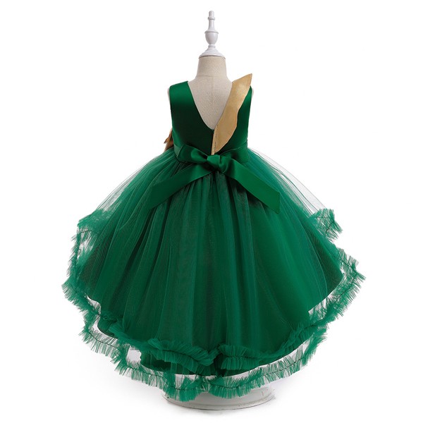 キッズドレス ドレス フィッシュテール クリスマス風 ビッグリボン ドレス ノースリーブ コスチューム衣装 子供ドレス パーティードレス カラードレス ワンピース お姫様 女の子 子供 かわいい ステージ 演出 イベント 演出 パーティー レッド グリーン ホワイト 110 120 130 140 150 コスプレ・衣装のVings
