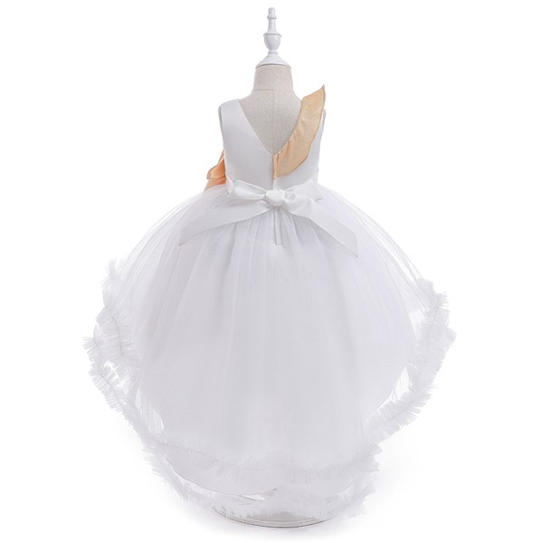 キッズドレス ドレス フィッシュテール クリスマス風 ビッグリボン ドレス ノースリーブ コスチューム衣装 子供ドレス パーティードレス カラードレス ワンピース お姫様 女の子 子供 かわいい ステージ 演出 イベント 演出 パーティー レッド グリーン ホワイト 110 120 130 140 150 コスプレ・衣装のVings