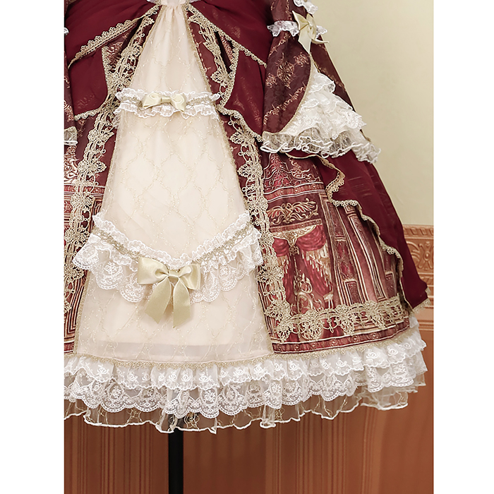 ロリータ 可愛い 萌え萌え リボン ワンピース Lolita ロング丈 レディース コスチューム お嬢様 パーティー 仮装 演出 ステージ 学園祭 文化祭 イベント レッド S M L コスプレ・衣装のVings