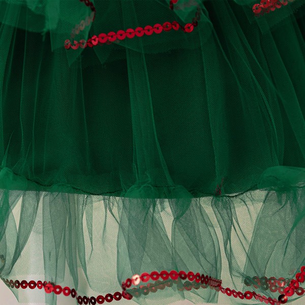 キッズドレス クリスマスツリー風 ティアードスカート ドレス 膝丈 ノースリーブ 袖なし コスチューム衣装 子供ドレス パーティードレス カラードレス ワンピース お姫様 女の子 子供 かわいい ステージ 演出 イベント 写真用 グリーン 90 100 110 120 130 コスプレ・衣装のVings