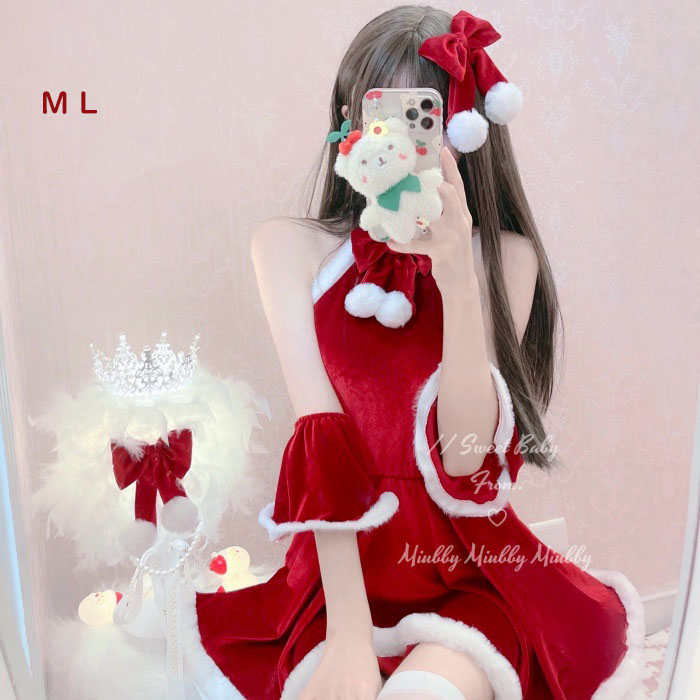 クリスマス レディース ワンピース コスチューム 仮装 かわいい おしゃれ クリスマスコスプレ 演出 写真用 セクシー レッド M L コスプレ・衣装のVings