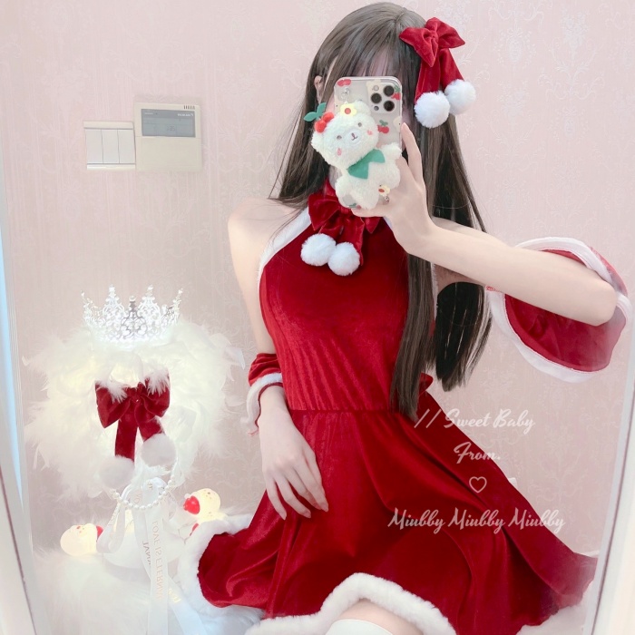 クリスマス レディース ワンピース コスチューム 仮装 かわいい おしゃれ クリスマスコスプレ 演出 写真用 セクシー レッド M L コスプレ・衣装のVings