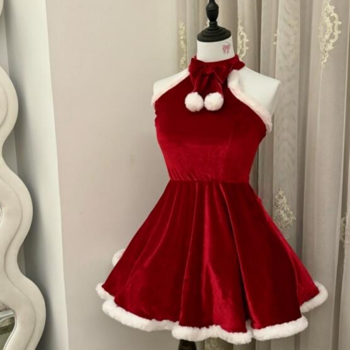 クリスマス レディース ワンピース コスチューム 仮装 かわいい おしゃれ クリスマスコスプレ 演出 写真用 セクシー レッド M L コスプレ・衣装のVings