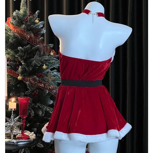 サンタ コスプレ レディース ワンピース リボン Xmas クリスマス 冬 仮装 イベント 衣装 サンタ サンタクロース 赤 サンタコス エロ 可愛い コスチューム パーティ コスプレ・衣装のVings