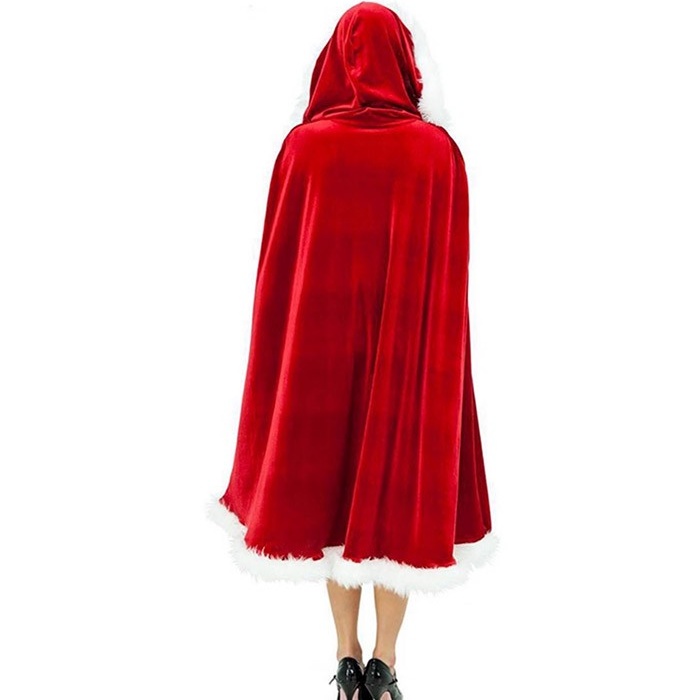 クリスマスマント サンタマント レッド アント レディース フード付き ケープ ベルベット風 ファー付き ロング丈 60cm 90cm 100cm 120cm 150cm クリスマス衣装 コスチューム 仮装 イベント 撮影用 コスプレ・衣装のVings