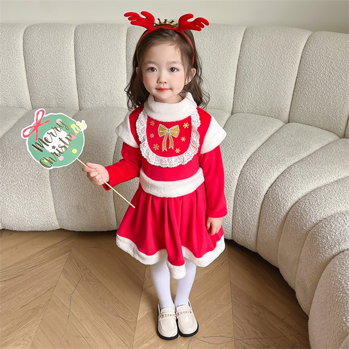 子供 クリスマス コスチューム サンタ 衣装 女の子 ドレス キッズ ベビー 幼稚園 発表会 仮装 可愛い サンタ服 赤 ワンピース 帽子付き セットアップ パーティー イベント プレゼント 90 100 110 120 130 140cm コスプレ・衣装のVings