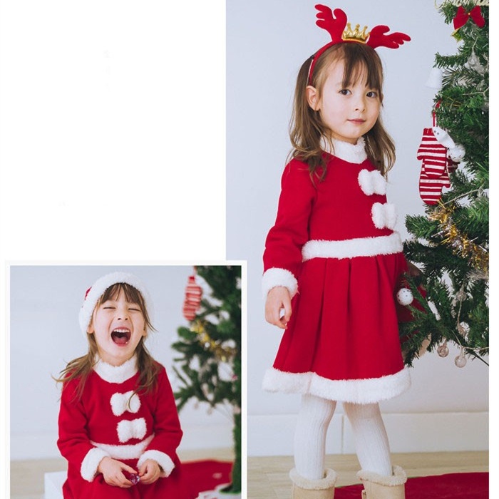 子供 クリスマス コスチューム サンタ 衣装 女の子 ドレス キッズ ベビー 幼稚園 発表会 仮装 可愛い サンタ服 赤 ワンピース 帽子付き セットアップ パーティー イベント プレゼント 90 100 110 120 130 140cm コスプレ・衣装のVings