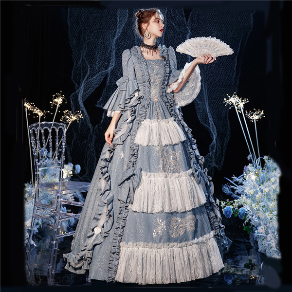 華麗な 宮廷ドレス レディース ロングドレス ロココ 貴族ドレス 18世紀 中世ヨーロッパ お姫様 プリンセスドレス サイズ指定OK ステージ衣装