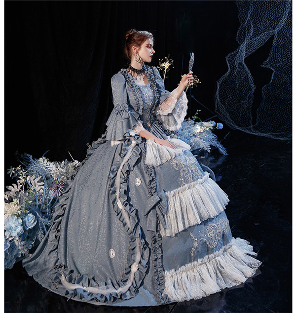 中世 ドレス プリンセス 宮廷風 空色 貴族ドレス 18世紀 舞台ステージ衣装 ヨーロッパ | Vings(ヴィングス)