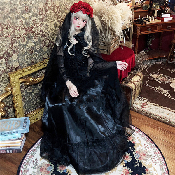 ハロウィン 衣装 女性用 吸血鬼 魔女 バンパイア 黒 ワンピース ゴシック 風 パーティー Vings ヴィングス